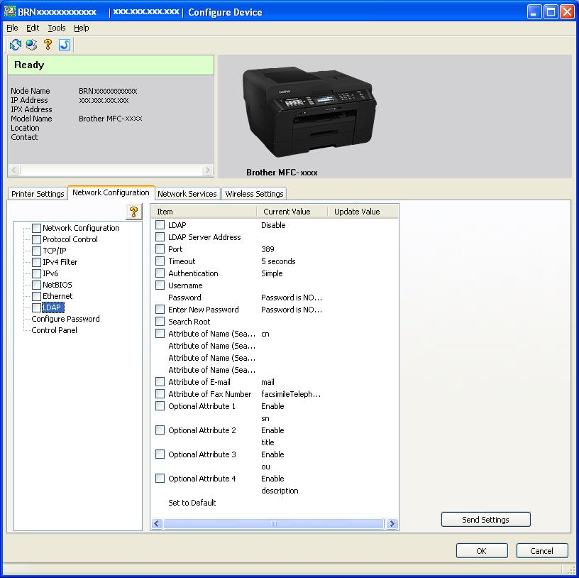 Работа с LDAP (само за MFC-J6910DW) b Изберете печатния сървър, който желаете да конфигурирате. c Изберете Configure Device (Конфигуриране на устройство) от меню Control (Контролни).