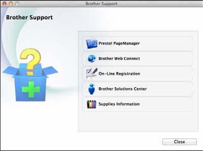 Обща информация Достъп до поддръжката на Brother (Macintosh) 1 1 В компактдиска можете да намерите всички връзки, от които се нуждаете, като уеб-базирана поддръжка (Brother Solutions Center).