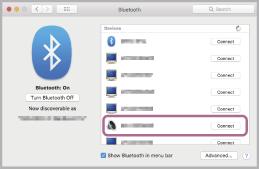 1. Изберете [ (System Preferences)] - [Bluetooth] от лентата на задачите в долната дясна част на екрана. 2. Изберете [] от екрана Bluetooth, след което щракнете върху [Connect].