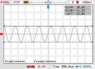 Осцилограма на изходния сигнал на изход 2 - cos, f0 Фиг. 8.