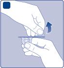 Отстранете пластмасовата капачка от флакона. Ако пластмасовата капачката е разхлабена или липсва, не използвайте флакона.