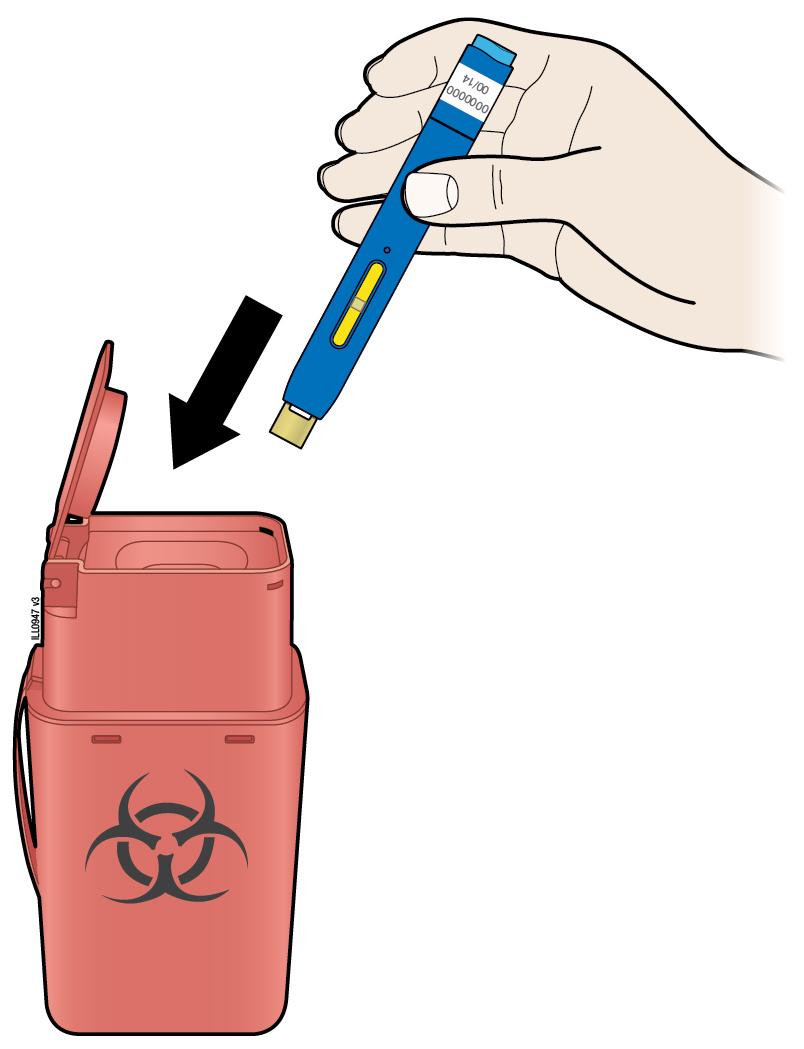 Стъпка 4: Завършете K. Изхвърлете използваната предварително напълнена писалка и жълтата капачка.