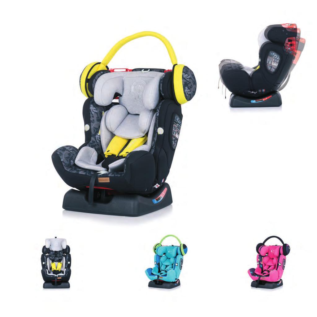 TWIST 360 4 MAX Подходящо за бебета на възраст 0+ месеца и деца с тегло до 36 кг Регулируеми на височина облегалка за глава и колани Широка удобна седалка Допълнителна възглавничка за опора на