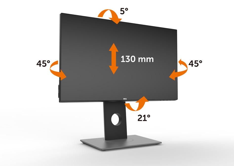 Използване на Tilt (Наклон), Swivel (Завъртане) и Vertical Extension (Вертикално удължаване) ЗАБЕЛЕЖКА: Това е приложимо за монитор със стойка.