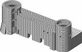 Nota l imponente geometria del Castello, poco rappresentabile con elementi finiti monodimensionali, è stata esclusa la possibilità di ricorrere al metodo del telaio equivalente, optando per l