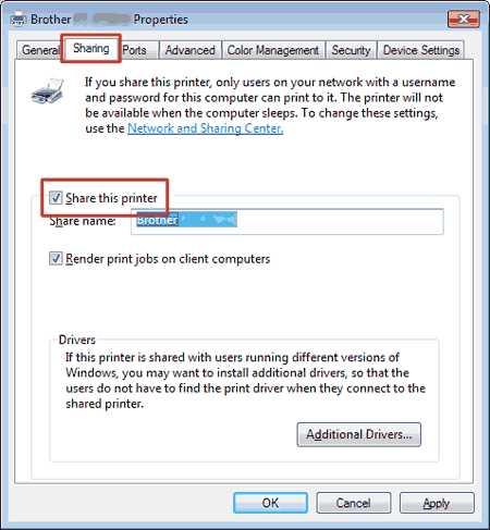 Споделете вашия принтер в Windows 7 (Споделен принтер) Следвайте инструкциите по долу, за да споделите вашия принтер. СТЪПКА 1: Настройки на сървърния компютър 1. Инсталирайте драйвера за принтер.
