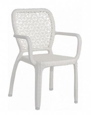 стол в бяло : 56x60x86cm Плосък ратан 5mm Бял Jessie