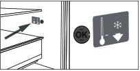 Оборудване 1 1 2 Употреба Подвижни отделения на вратата Отделенията на вратата могат да се премахват за почистване: Поставете ръце от двете страни на отделението и го повдигнете нагоре (1) и