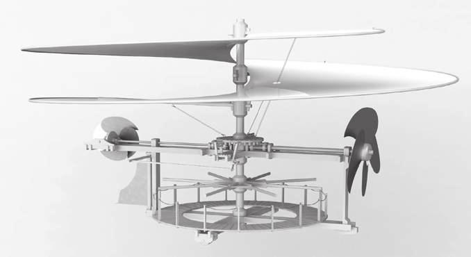 Ще разпознае ли Леонардо идеята си в съвременния хеликоптер? Когато е възможно, обектите се чертаят с истинските им размери.