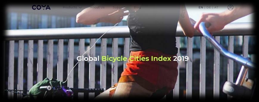 велосипед. Индексът се базира на състоянието на инфраструктурата за използване на велосипед. Класирането на застрахователя обхваща найдобрите градове за използване на велосипеди по цял свят.