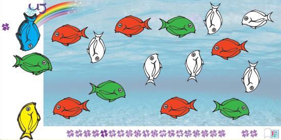 Първо по указания на учителят може да се подредят само рибите, които плуват наляво или надясно. След това да се актуализират понятията нагоре и надолу.
