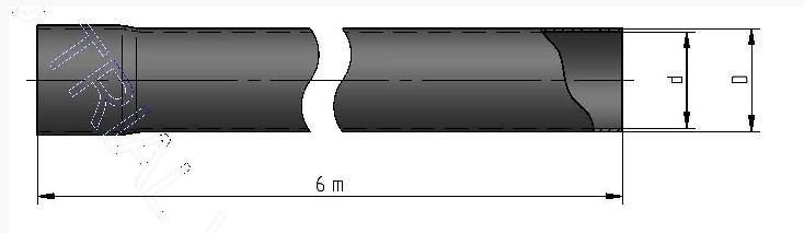 Тръба защитна Размери (mm) Дебелина на стената Материал вън.ø вътр.ø (mm) D d ø110 ø103,6 3,2 PVC ø140 ø131,8 4,1 КРМ СрН 2-07.