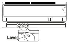 Позиционирайте вертикалните жалузи ръчно.когато климатикът работи и хоризонталните жалузи са в определена позиция, преместете ръчката от левия или десния край на изхода за въздух в желаната посока.