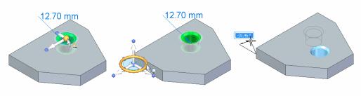 Ако искате да завъртите геометрия извън текущата равнина, щракнете началната точка на 2D направляващия волан, за да се модифицира в направляващ волан.