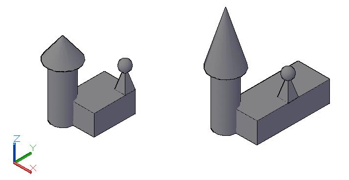 (2) Създайте подобен на показаният вляво тримерен обект с произволни размери
