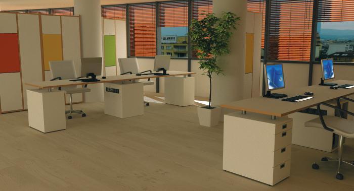 Концепцията при проектирането на офис обзавеждането е пренасяне на новите работни условия върху мебелите, като им придават висока степен на ергономичност, сигурност и възможност за промяна.