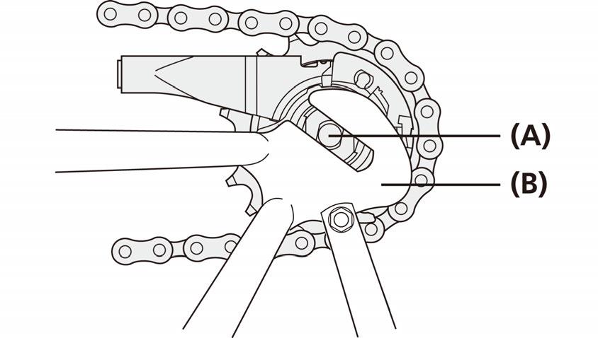 МОНТАЖ Монтаж на главината към рамката 1. Монтирайте веригата на зъбното колело и след това поставете оста на главината в края на вилката.