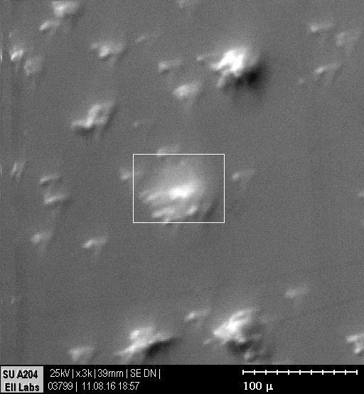 а честотата отново е f = 571 Hz. Снимка на микро-частицата и областта, в която е извършено сканирането е дадена на Фигура 34.