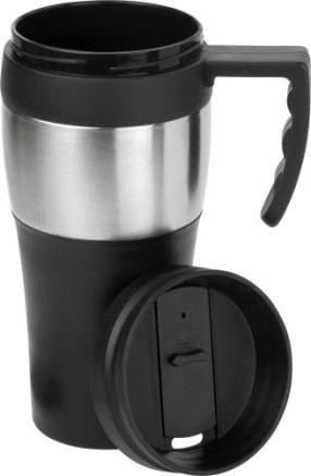 47 3751-i Stainless steel double walled travel tumbler (500ml) with a silicone centre band.