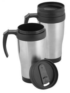 ool 2019 Product size: ø84 195 mm 61 AP811104 - Metal, double wall thermo mug with plastic handle and drinking lid. Delivered in white paper box.