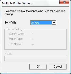 5 Задайте ширината на лентата, която ще се използва за отпечатване. А. Ако е избран само един принтер.