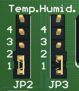 . Настройте параметрите:. За да изберете температурен обхват, използвайте джъмпер JP. За да изберете обхват на отн. влажност, използвайте джъмпер JP. (Вижте Fig. и приложената информация.).
