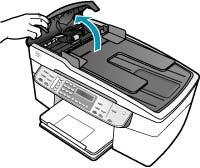 За да почистите заседнала хартия от автоматичното подаващо устройство 1. Повдигнете капака на автоматичното подаващо устройство. 2. Внимателно издърпайте хартията от ролките.