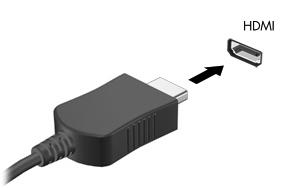 Свързване на HDMI устройство ЗАБЕЛЕЖКА: За да предавате видеосигнали чрез HDMI порта, ще ви трябва HDMI кабел (закупува се отделно), който се предлага в повечето магазини за електроника.