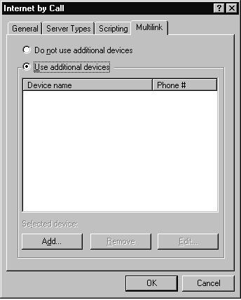 44 Интернет достъп с Dial-Up Network (за Windows 98 и Me) По подразбиране е активирана опцията Do not use additional devices.