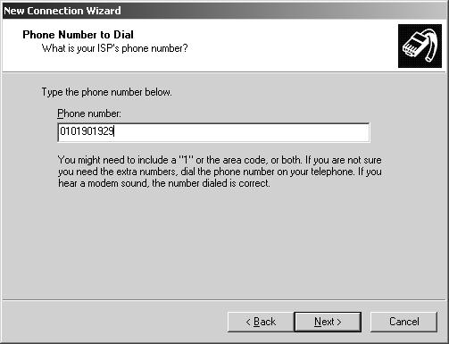 62 Интернет достъп с Dial-Up Network (под Windows XP) Именувайте новата връзка. Продължете с Next.