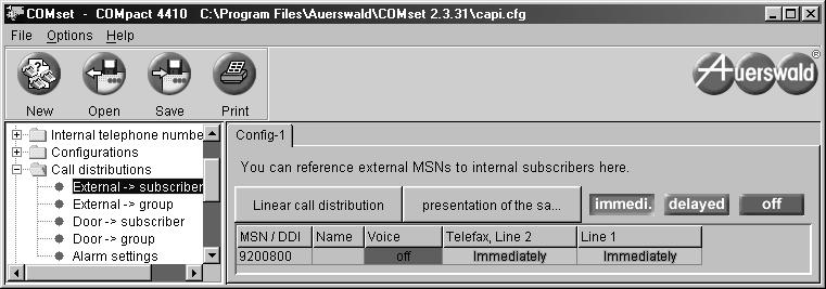 Използвайте тези номера за функциите в примера. 1. ISDN PC-controller (AM): функция Телефонен секретар 2. ISDN PC-controller (Факс апарат, линия2): Приемане на факсове, Интернет достъп No.