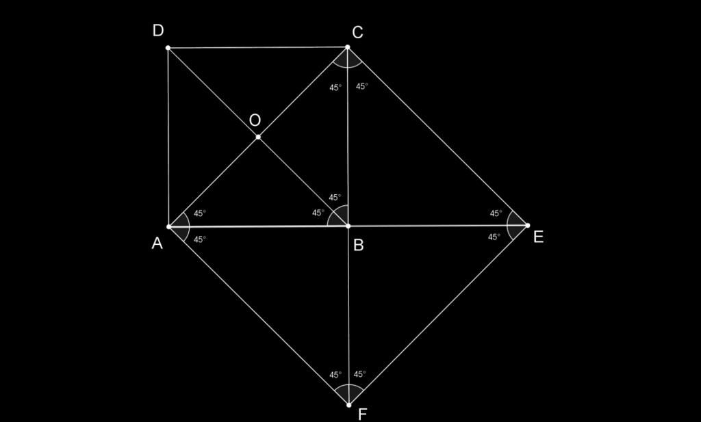 същото важи и за втория квадрат AFEC със страна AC. Следователно BCE 5 и BEC BAC (I ПЕТ). Тогава AEC = ABC = ABCD, откъдето: AFEC = ABCD. Оттам за лицата на така построените квадрати получаваме:... 8 5.