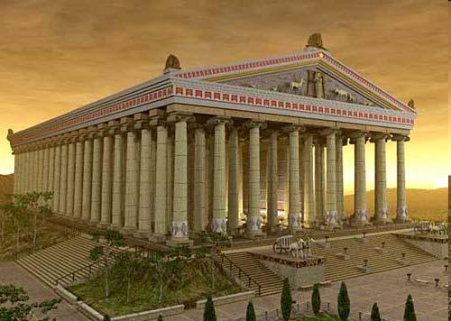 Проектиран от архитекта Керсифрон и неговия син Метагенес, храмът във вътрешната си част се състои от две редици с не по-малко