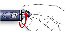 на иглата). Ако иглата е под ъгъл докато я закрепвате, тя може да повреди гуменото уплътнение и да причини изтичане на течност или счупване на иглата. Стъпка 3.