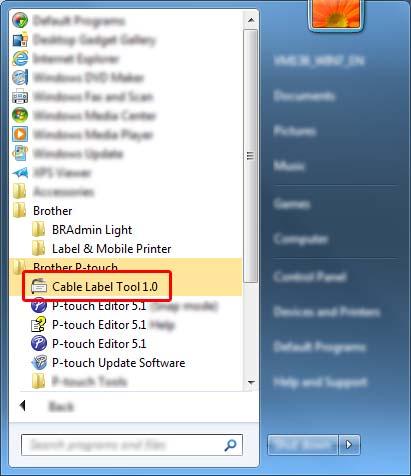 8 Как се използва Cable Label Tool (само за Windows ) 8 Стартиране на Cable Label Tool 8 a Стартирайте Cable Label Tool.