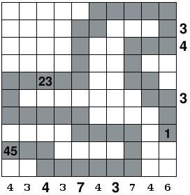 Впишете цифрите от 1 до 9 в празните клетки, така че числата отстрани да са сбора на съответния ред, колона или диагонал. Микросуми Отговор: въведете деветте цифри отгоре надолу и отляво надясно.