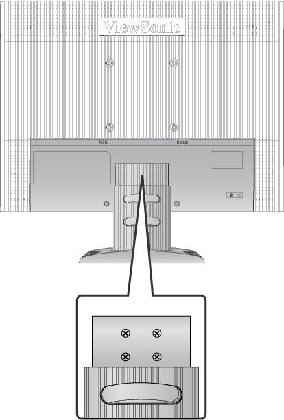 Монтаж на стена (по избор) Използва се само с UL стойка за стенен монтаж За комплект за монтиране на стена или основа с регулируема височина, свържете се с ViewSonic или с Вашия местен търговски