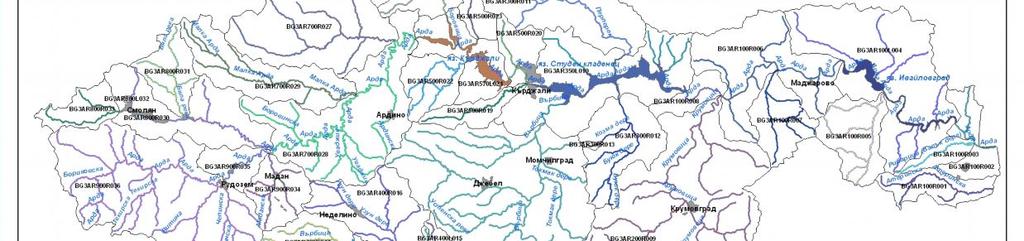 Карта А1-7 Повърхностни водни тела в басейна на река Арда План за