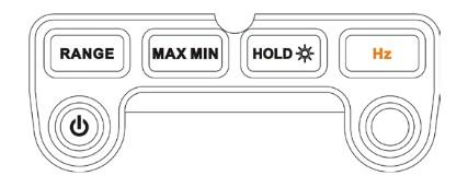 1 LCD екран; 2 Функционални бутони; 3 SELECT бутон; 4 Бутон за включване/изключване на уреда; 5 Въртящ се ключ за избор на измервателна функция; 6 Входни букси.