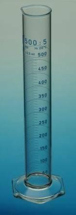 ЦИЛИНДЪР - мерителен, градуиран Клас А, висока форма със синя градуировка Точност в Градуировка в Един. цена, DIN 12 680 Пластмасова основа Стъклена основа 7561 0005 5 0.05 0.1 12.9 115 - - - 9.