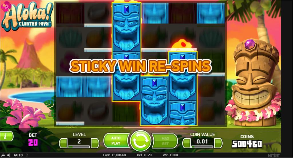 Символ-заместител Подредени печеливши повторни завъртания Sticky Win Re-Spins Печалба от група произволно активира Sticky Win Re-Spins.