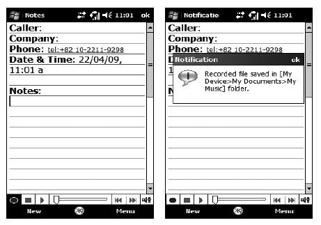 Entering and Searching for Information Recording a Note You can create a standalone recording (voice note) or you can add a recording to a note. To create a voice note 1 Tap Start > Notes.
