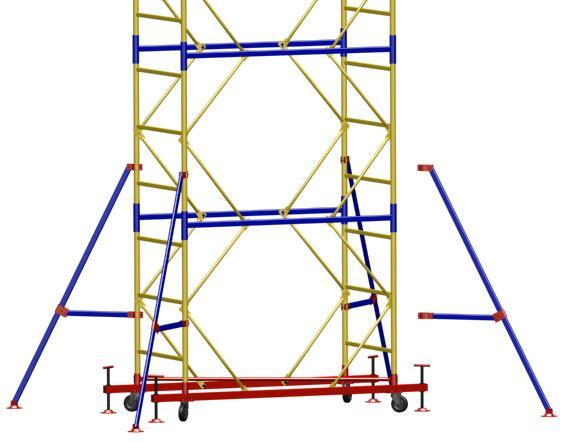 6.4. Изграждане на стабилизатори 1. При сглобяване на кула с височина повече от четири секции стабилизаторите (11) трябва да бъдат фиксирани в основата за допълнителна стабилност. 11 7.