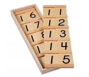 детето количествата от 1 до 10, които кореспондират на символите. С помощта на този материал, детето разбира концепцията за поредност на цифрите и усвоява броене до 10.