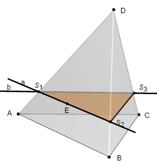 Анимацията демонстрира, че за < 1 сечението β е триъгълник EFG, при което E = AF, = B и D G = C (виж фиг. 2). С нарастването на от до 1 точката E се движи по реброто AD и при = 1 съвпада с точката D.
