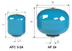 Разширителни съдове със сменяема мембрана AFC AF Фабрично налягане: 1,5 bar Раб. температура: -10º - +70º С Арт. Nо. Модел Обем л.