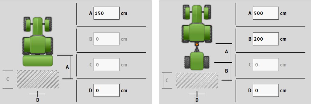 Маска за въвеждане на геометрията при различни модели машини A B C D навесна машина: Разстояние между точката на свързване и работната точка на машината.