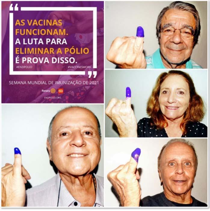 Isto serviu de inspiração ao Rotary Club de ilustrar a campanha de combate à pólio com o dedo Caraguatatuba Fotos: Ernesto Zambon mindinho pintado de roxo.