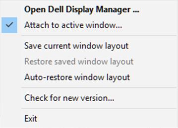 Прикрепване на DDM към активен прозорец (само за Windows 10) Иконата DDM може да се прикрепи към активния прозорец, върху който работите. Щракнете върху иконата за лесен достъп до следните функции.