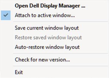 Прикрепване на DDM към активен прозорец (само за Windows 10) Иконата DDM може да се прикрепи към активния прозорец, върху който работите. Щракнете върху иконата за лесен достъп до следните функции.